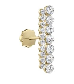 Flash Sale 🌟 Maria Tash Invisible Set Diamond Apsara Bar Threaded Single Stud Earring (18mm) YELLOW GOLD Earrings 🔔