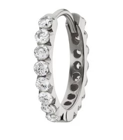 Best Sale 🧨 Maria Tash Invisible Set Diamond Eternity Single Hoop Earring (9.5mm) WHITE GOLD Earrings 🎁