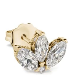 Cheap ✔️ Maria Tash Invisible Set Diamond Lotus Threaded Single Stud Earring (6mm) YELLOW GOLD Earrings 😀