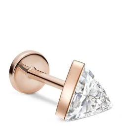 Best Sale 🛒 Maria Tash Invisible Set Triangle Diamond Threaded Stud Earring (4mm) ROSE GOLD Earrings 🤩