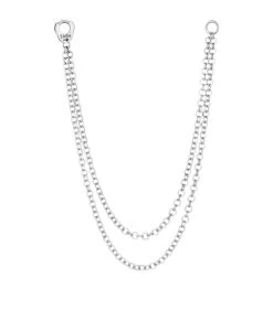 Promo 😍 Maria Tash Long Double Chain Connecting Charm WHITE GOLD Earrings ✨