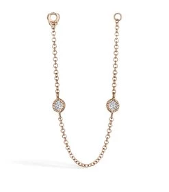 Best Sale ✔️ Maria Tash Long Double Scalloped Set Diamond Chain Connecting Charm ROSE GOLD Earrings 🎉