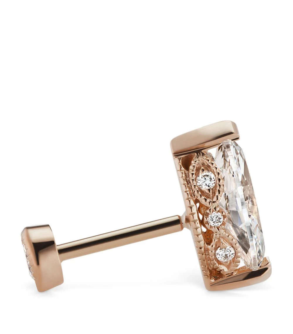 Best deal 😀 Maria Tash Marquise Diamond Threaded Stud Earring (8mm) ROSE GOLD Earrings ⭐ – Image 3