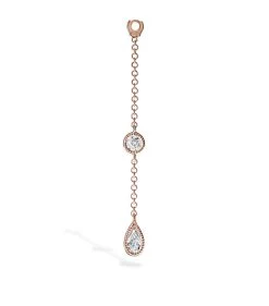 Best deal 👍 Maria Tash Medium Scalloped Set Pear and Round Diamond Pendulum Charm ROSE GOLD Earrings ✔️