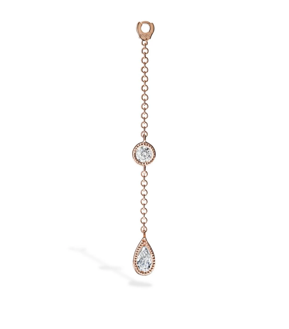 Best deal 👍 Maria Tash Medium Scalloped Set Pear and Round Diamond Pendulum Charm ROSE GOLD Earrings ✔️