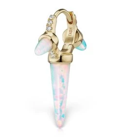 Cheap 🎉 Maria Tash Opal Triple Long Spike Diamond Eternity Single Hoop Earring (6.5mm) YELLOW GOLD Earrings ✔️