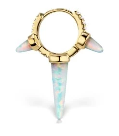 Buy 🔥 Maria Tash Opal Triple Long Spike Diamond Eternity Single Hoop Earring (8mm) YELLOW GOLD Earrings 🧨