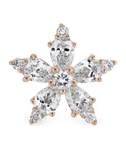 Cheap ⌛ Maria Tash PEAR CUT DIAMOND FLOWER THREAD ROSE GOLD Earrings 🥰