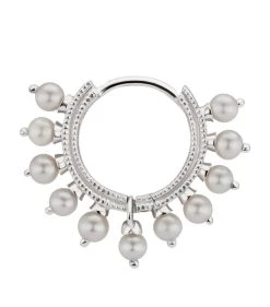 Buy 💯 Maria Tash Pearl Coronet Single Hoop Earring (8mm) WHITE GOLD Earrings ❤️