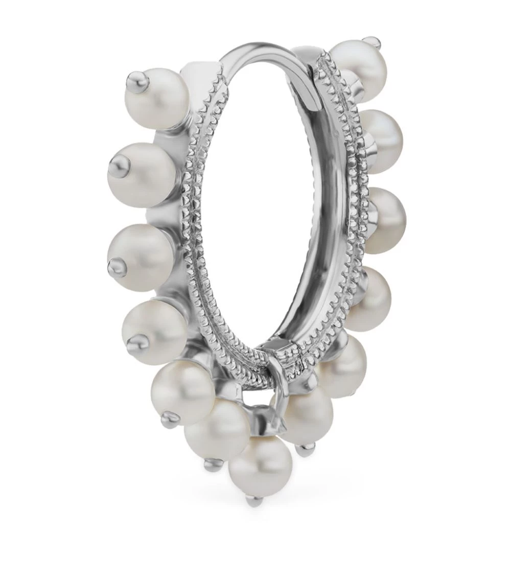 Best deal ⌛ Maria Tash Pearl Coronet Single Hoop Earring (9.5mm) WHITE GOLD Earrings ⌛ – Image 2