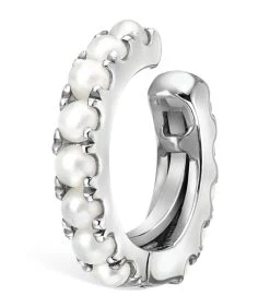 Flash Sale ⌛ Maria Tash Pearl Eternity Tash Ear Cuff (6.5mm) WHITE GOLD Earrings 🔥