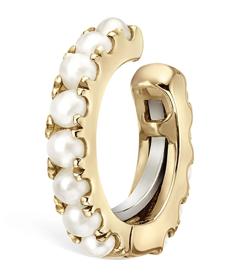 Coupon ✔️ Maria Tash Pearl Eternity Tash Ear Cuff (6.5mm) YELLOW GOLD Earrings 💯