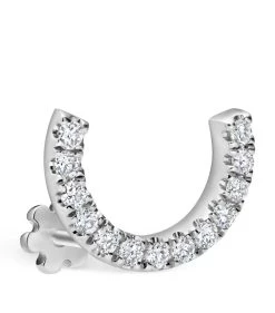 Coupon 🔔 Maria Tash Prong Set Diamond Demi Eternity Threaded Single Stud Earring (6.5mm) WHITE GOLD Earrings ⌛