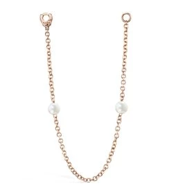 Cheap 🛒 Maria Tash Rose Gold and Pearl Chain Connecting Charm Earrings 🛒