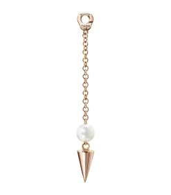 Budget 👏 Maria Tash Rose Gold and Pearl Short Spike Pendulum Charm (20mm) Earrings ⌛