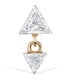 New 😍 Maria Tash Rose Gold Invisible Set Triangle Diamond Dangle Threaded Stud Single Earring Earrings 🔥
