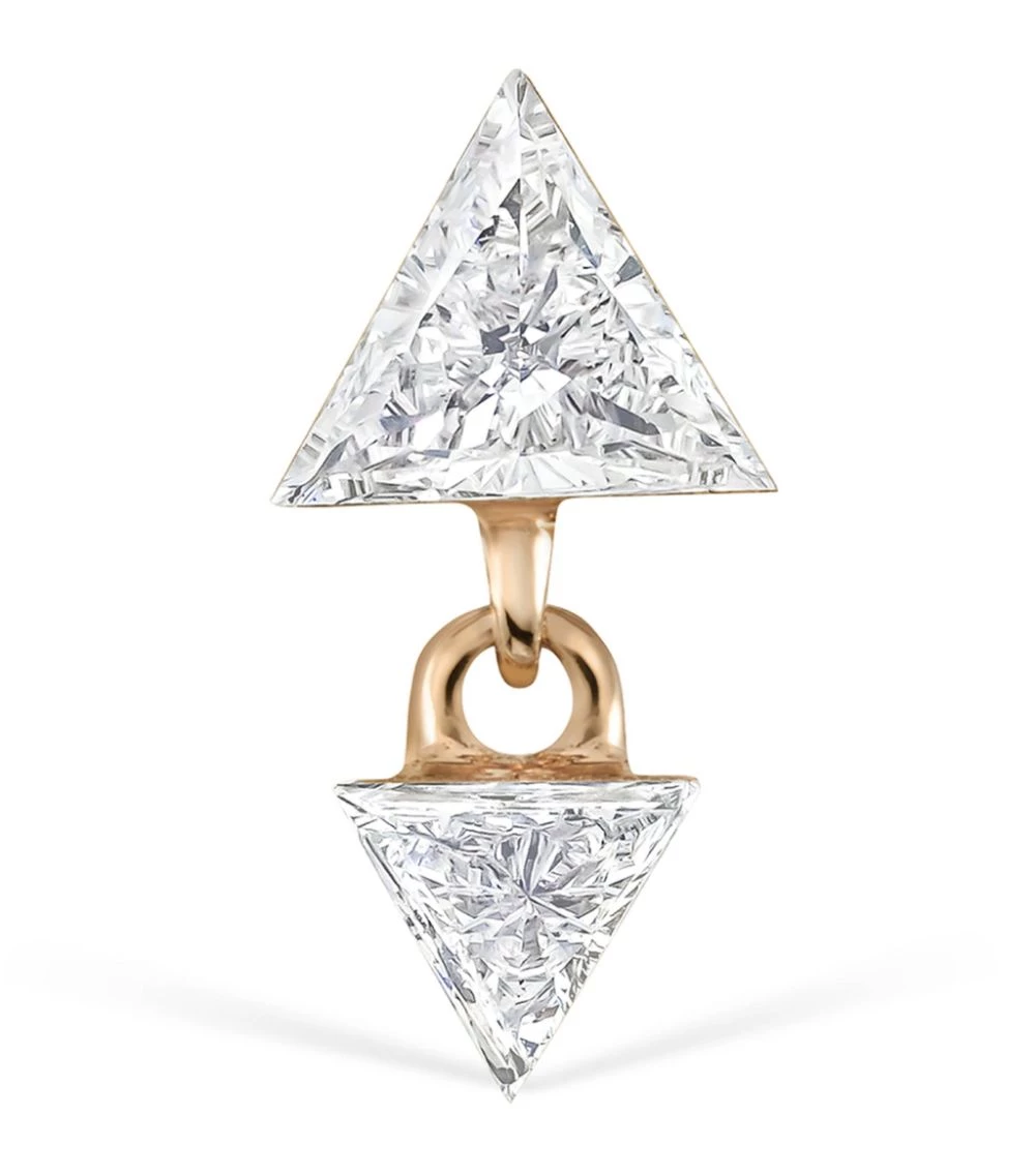 New 😍 Maria Tash Rose Gold Invisible Set Triangle Diamond Dangle Threaded Stud Single Earring Earrings 🔥