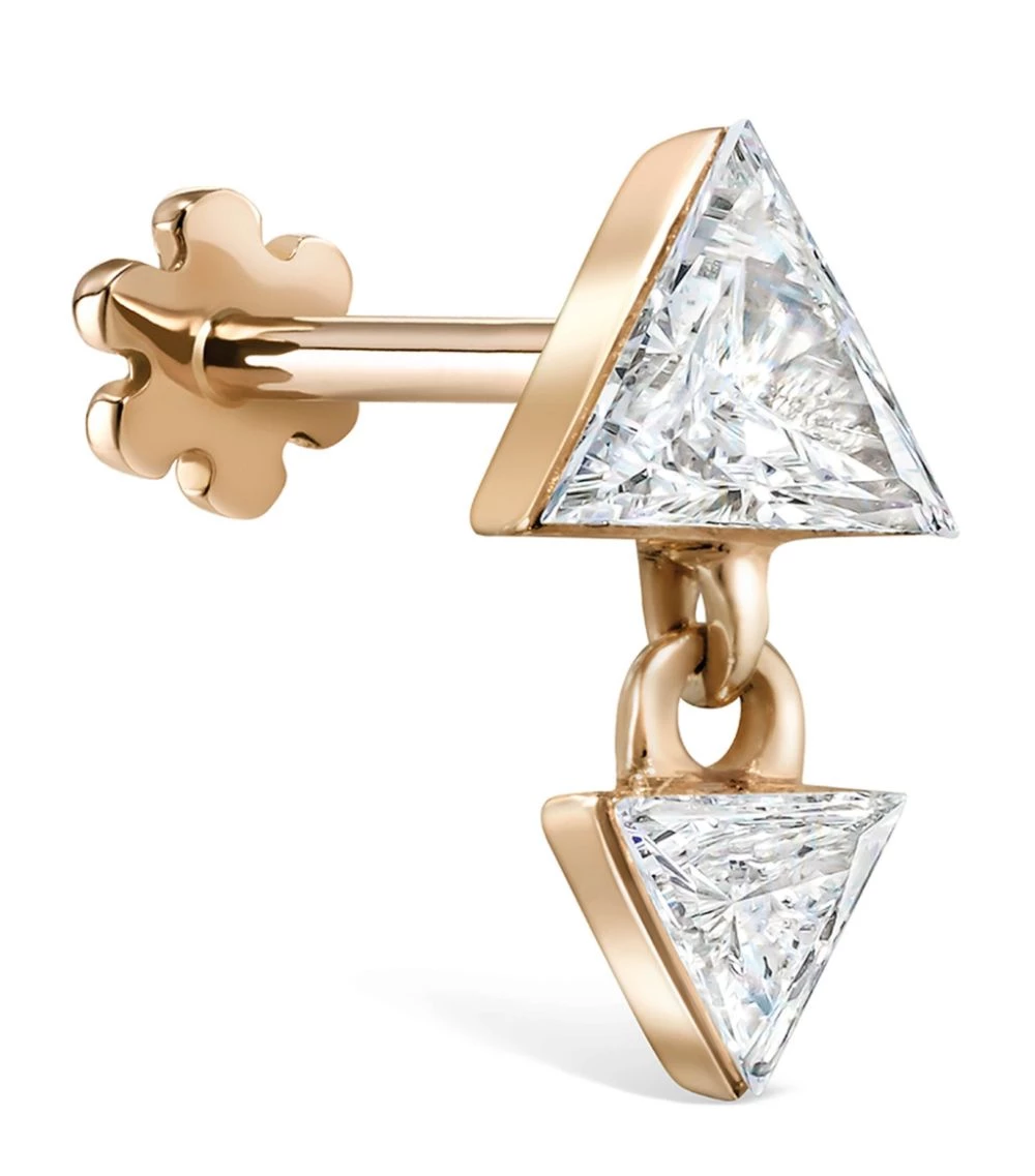 New 😍 Maria Tash Rose Gold Invisible Set Triangle Diamond Dangle Threaded Stud Single Earring Earrings 🔥 – Image 2