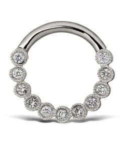 Best reviews of 🎁 Maria Tash Scalloped Cubic Zirconia Horizontal Eternity Hoop Earring (8mm) 16g WHITE GOLD Earrings 🎁