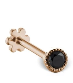 Top 10 🔔 Maria Tash Scalloped Set Black Diamond Threaded Single Stud Earring (2mm) ROSE GOLD Earrings 👏