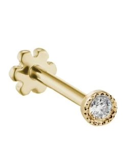 Outlet ⌛ Maria Tash Scalloped Set Diamond Threaded Single Stud Earring (1.5mm) YELLOW GOLD Earrings 😉