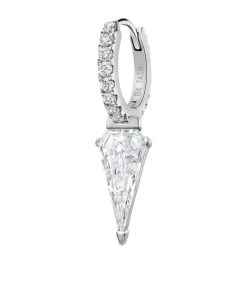 Hot Sale 😍 Maria Tash Silhouette Diamond Long Spike Eternity Single Hoop Earring (6.5mm) WHITE GOLD Earrings 😉