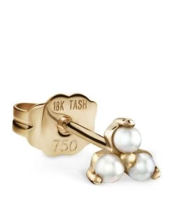 Best deal 😉 Maria Tash Small Pearl Trinity Single Stud Earring YELLOW GOLD Earrings 👍