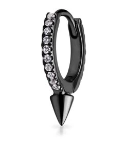 New 🛒 Maria Tash Spike Diamond Eternity Hoop Single Earring (8mm) BLACK GOLD Earrings 💯