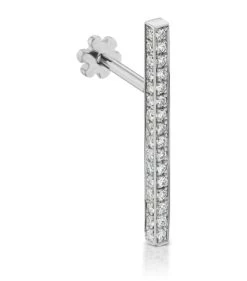 New 🥰 Maria Tash Square Pavé Diamond Bar Threaded Single Stud Earring (11mm) WHITE GOLD Earrings ⌛