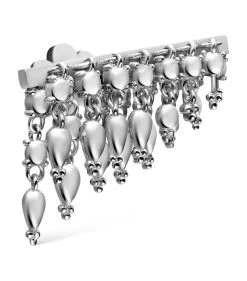 New ⌛ Maria Tash Tassel Bar Threaded Stud Left Earring (18mm) WHITE GOLD Earrings 🎁