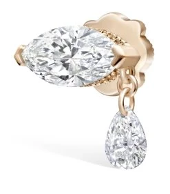 Discount 😉 Maria Tash Teardrop Marquise Diamond Threaded Stud Earring (8mm) WHITE GOLD Earrings ✨