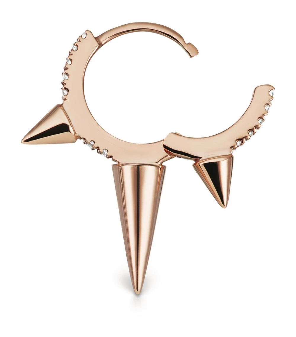 Budget 🥰 Maria Tash Triple Long Spike Diamond Eternity Hoop Earring (8mm) ROSE GOLD Earrings 🎉 – Image 2