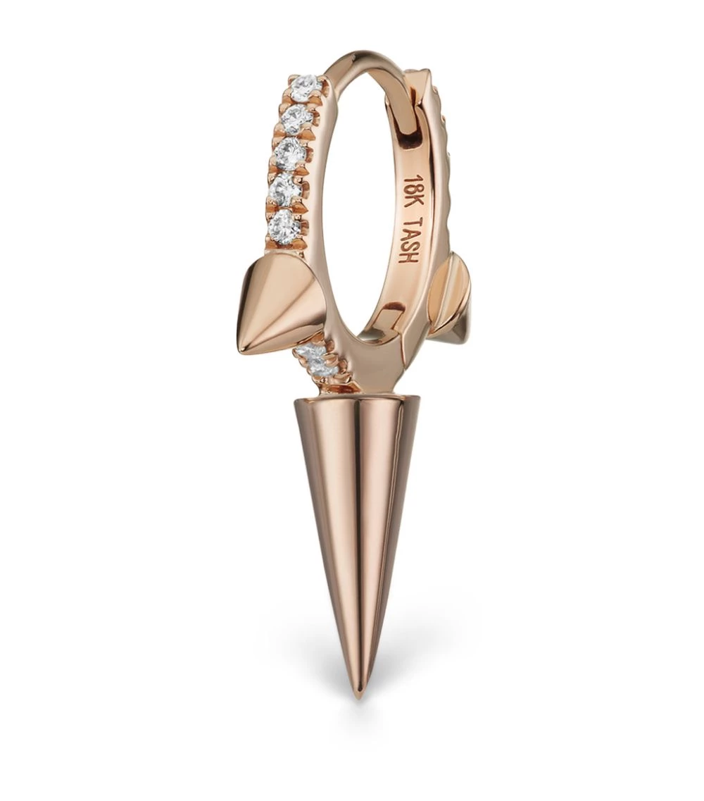 Budget 🥰 Maria Tash Triple Long Spike Diamond Eternity Hoop Earring (8mm) ROSE GOLD Earrings 🎉