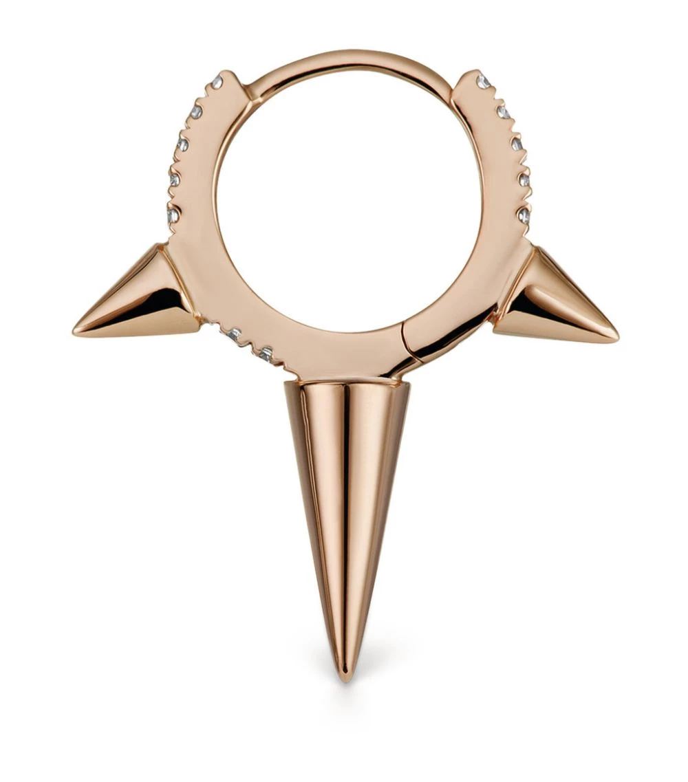 Budget 🥰 Maria Tash Triple Long Spike Diamond Eternity Hoop Earring (8mm) ROSE GOLD Earrings 🎉 – Image 3