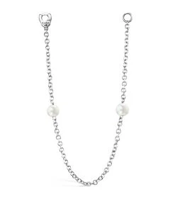 Best deal ⭐ Maria Tash White Gold and Pearl Chain Connecting Charm Earrings 🎁