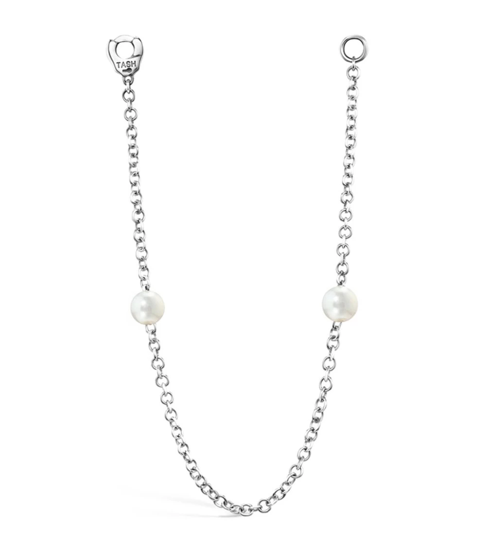 Best deal ⭐ Maria Tash White Gold and Pearl Chain Connecting Charm Earrings 🎁