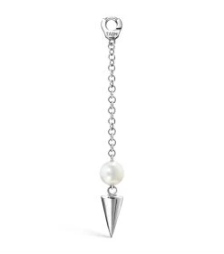 Coupon ⭐ Maria Tash White Gold and Pearl Short Spike Pendulum Charm (20mm) Earrings ✨