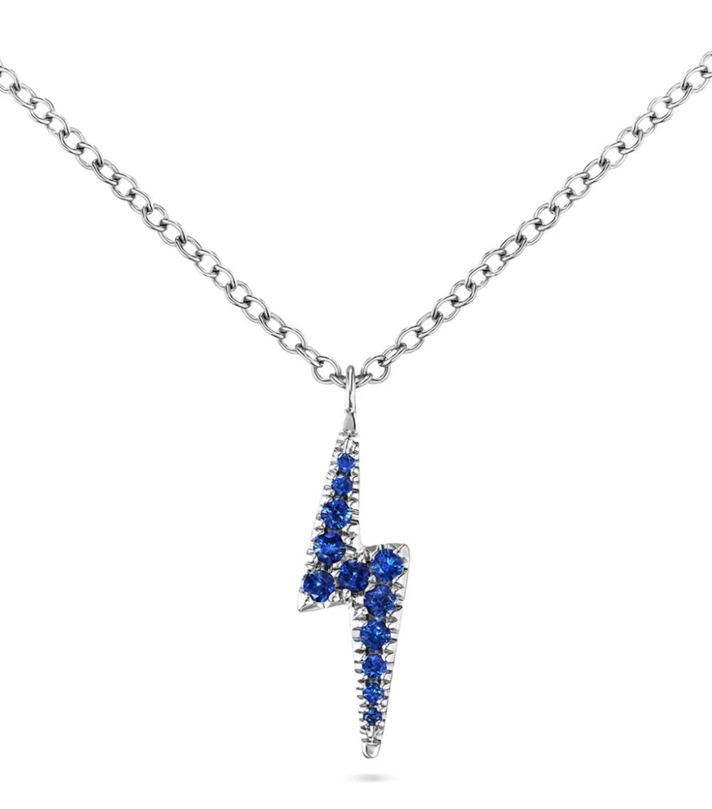 Best deal 🥰 Maria Tash White Gold, Diamond and Sapphire Lightning Bolt Necklace Necklaces 🎁 – Image 2