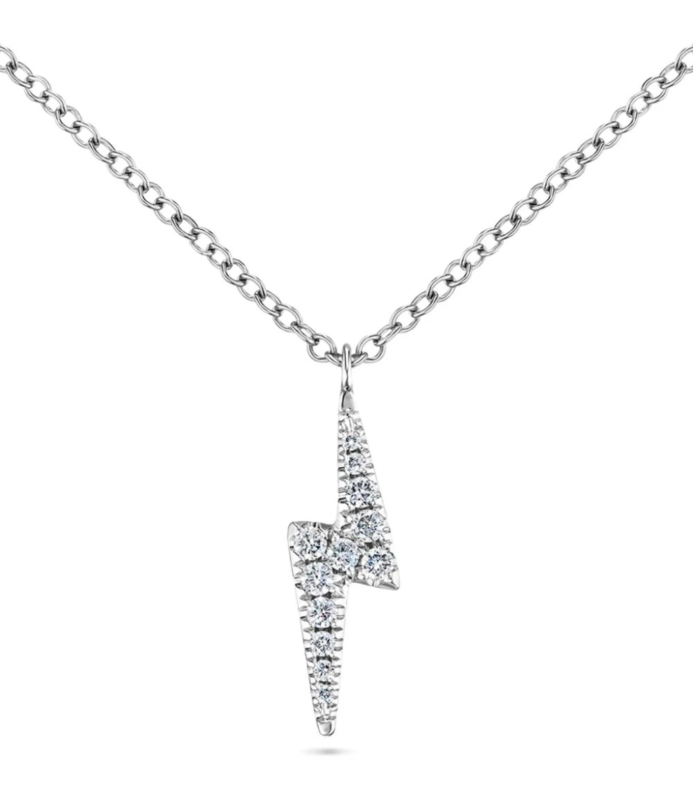 Best deal 🥰 Maria Tash White Gold, Diamond and Sapphire Lightning Bolt Necklace Necklaces 🎁