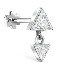 Cheapest ⌛ Maria Tash White Gold Invisible Set Triangle Diamond Dangle Threaded Stud Single Earring Earrings 🛒