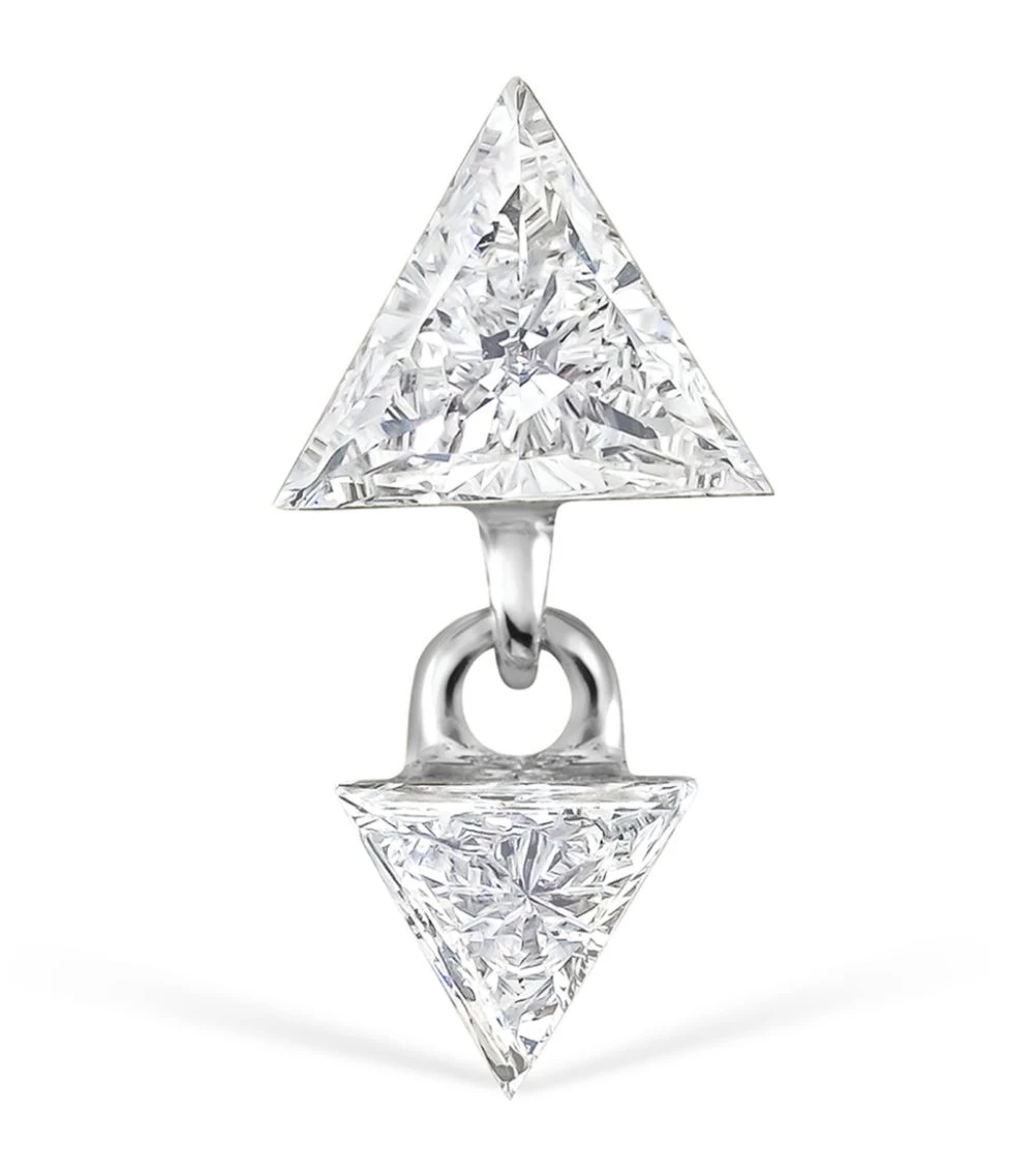 Cheapest ⌛ Maria Tash White Gold Invisible Set Triangle Diamond Dangle Threaded Stud Single Earring Earrings 🛒 – Image 2