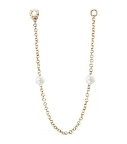 Cheapest 😀 Maria Tash Yellow Gold and Pearl Chain Connecting Charm Earrings ⭐